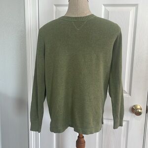 Eddie Bauer pull over sweater crewneck olive green cotton men women size small S